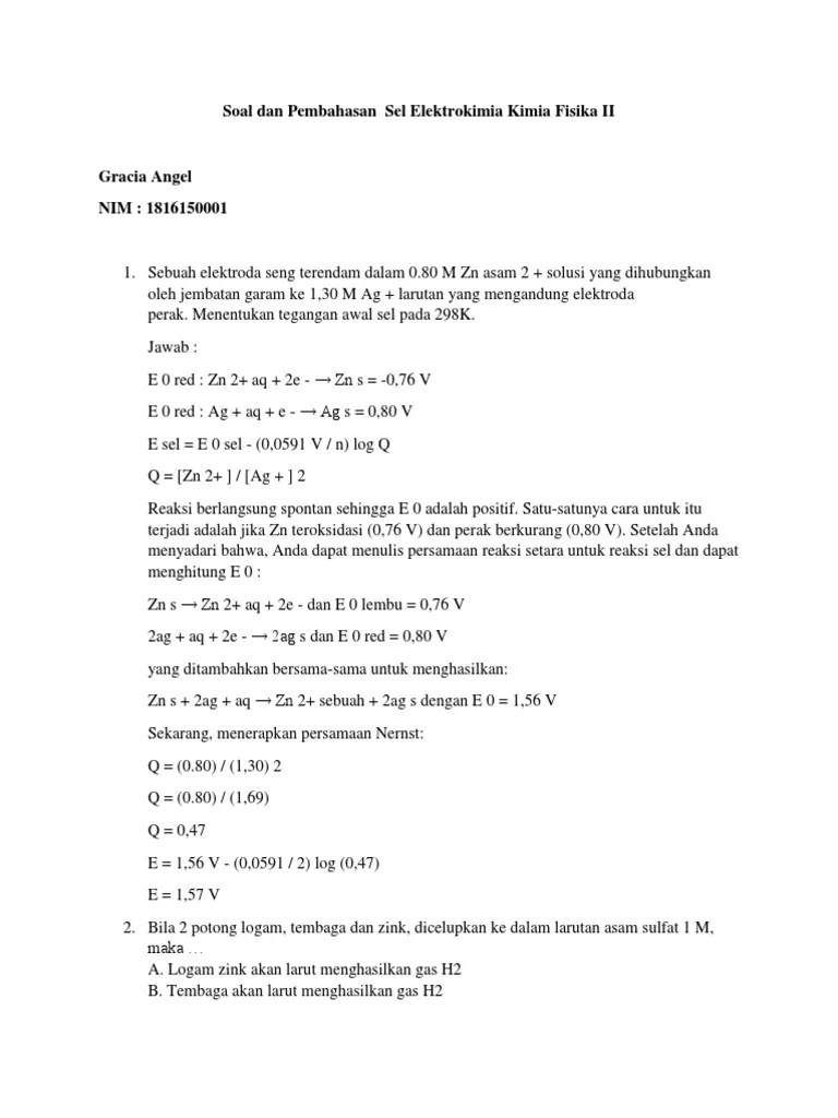 Kumpulan Soal KIMFIS II Elektrokimia | PDF