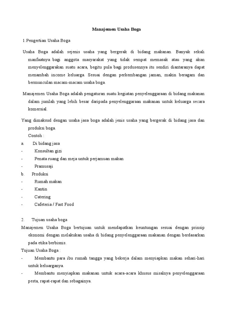 Berikut jenis usaha yang bergerak dibidang jasa kecuali. Usaha Boga Adalah Sejenis Usaha Yang Bergerak Di Bidang Makanan Pdf