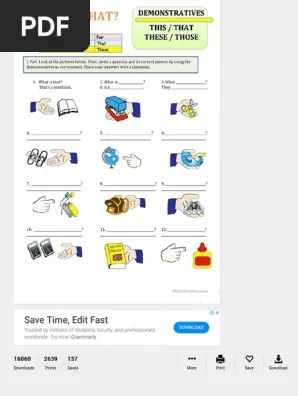 demonstratives this that those these english esl worksheets pdf pdf