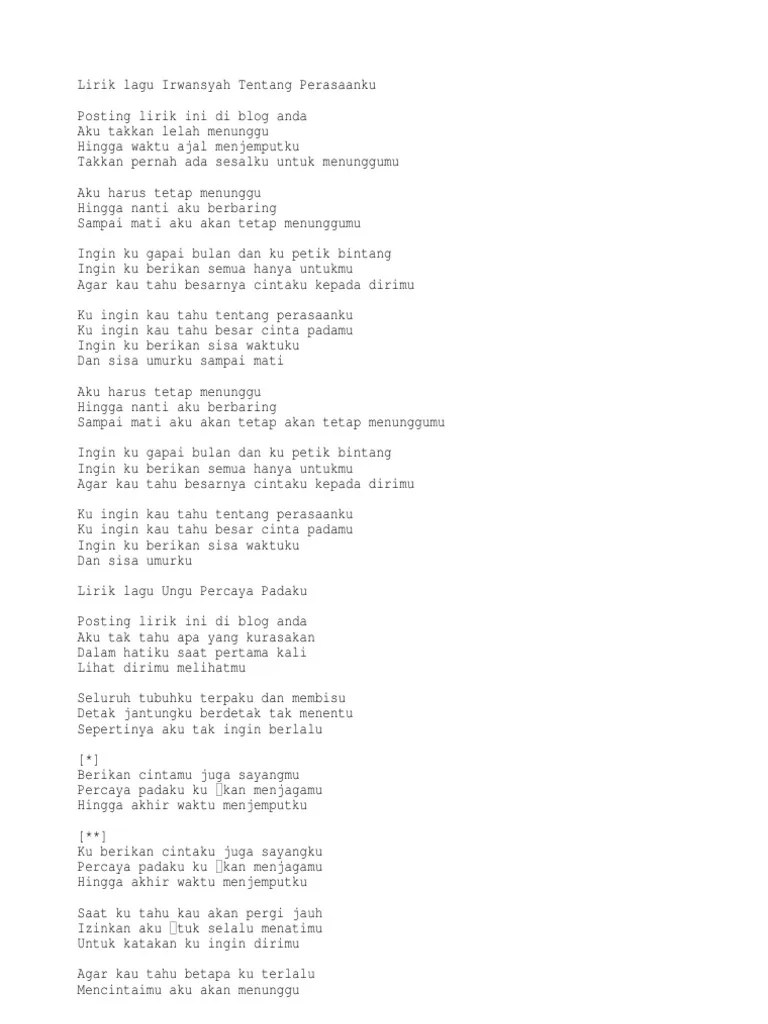 Lirik Lagu Ungu Ku Ingin Kau Tau – Kami