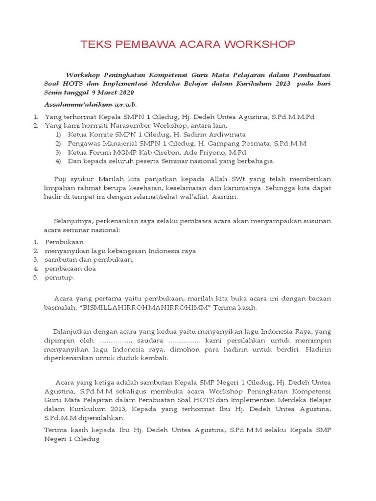 Teks Pembawa Acara Seminar Nasional | PDF