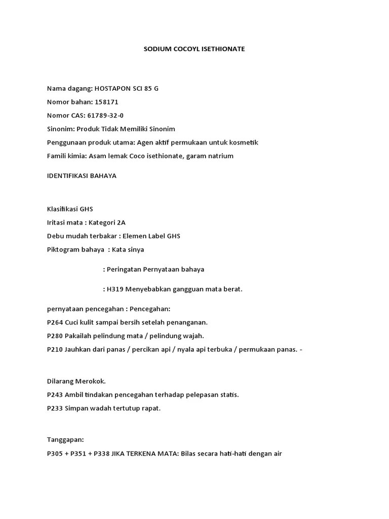 Sodium Cocoyl Isethionate | PDF
