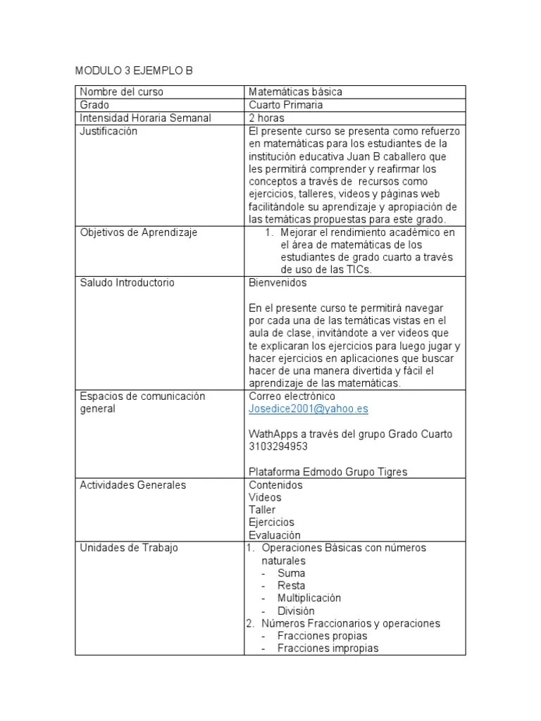No alcanza el entero) o . Modulo 3 Ejemplo B Pdf Decimal Fraccion Matematicas