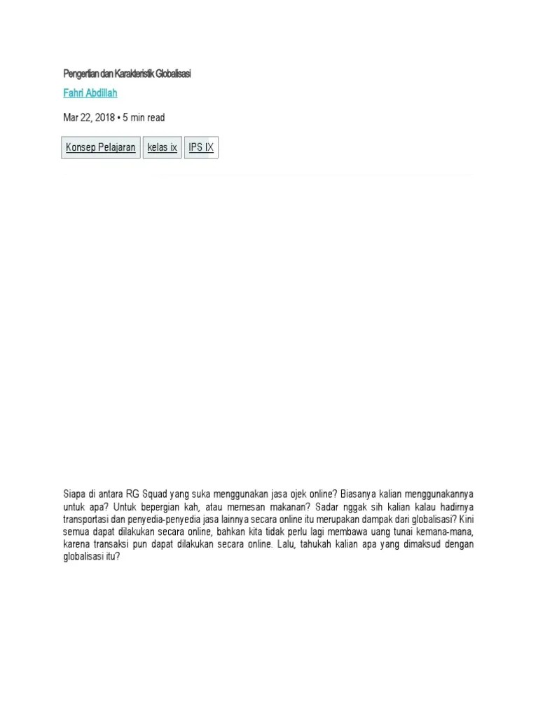 Pengertian Dan Karakteristik Globalisasi | PDF