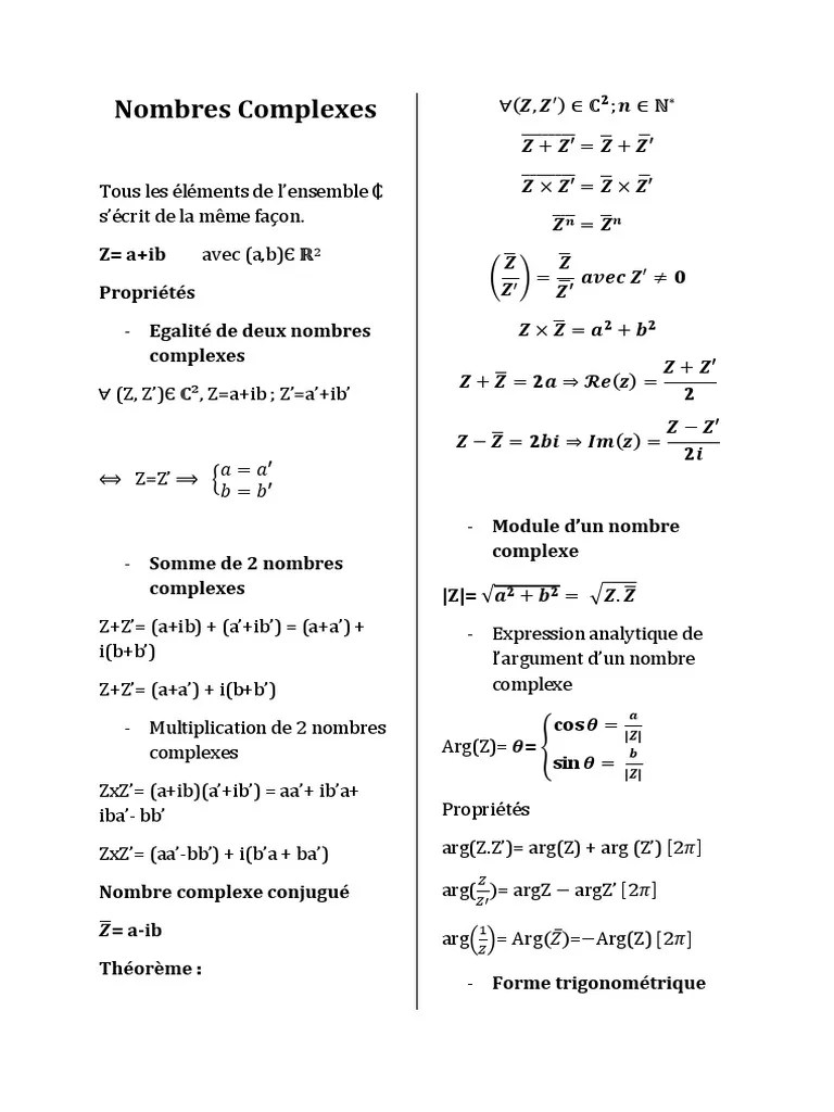 Nombres Complexe | PDF | Nombre complexe | Fonction exponentielle