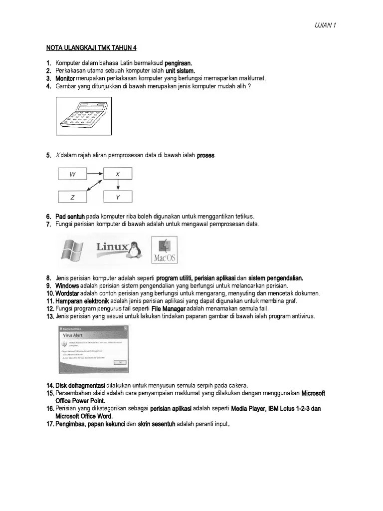 Nota ringkas tmk tahun 6. Nota Ulangkaji Tmk Tahun 4 Pdf