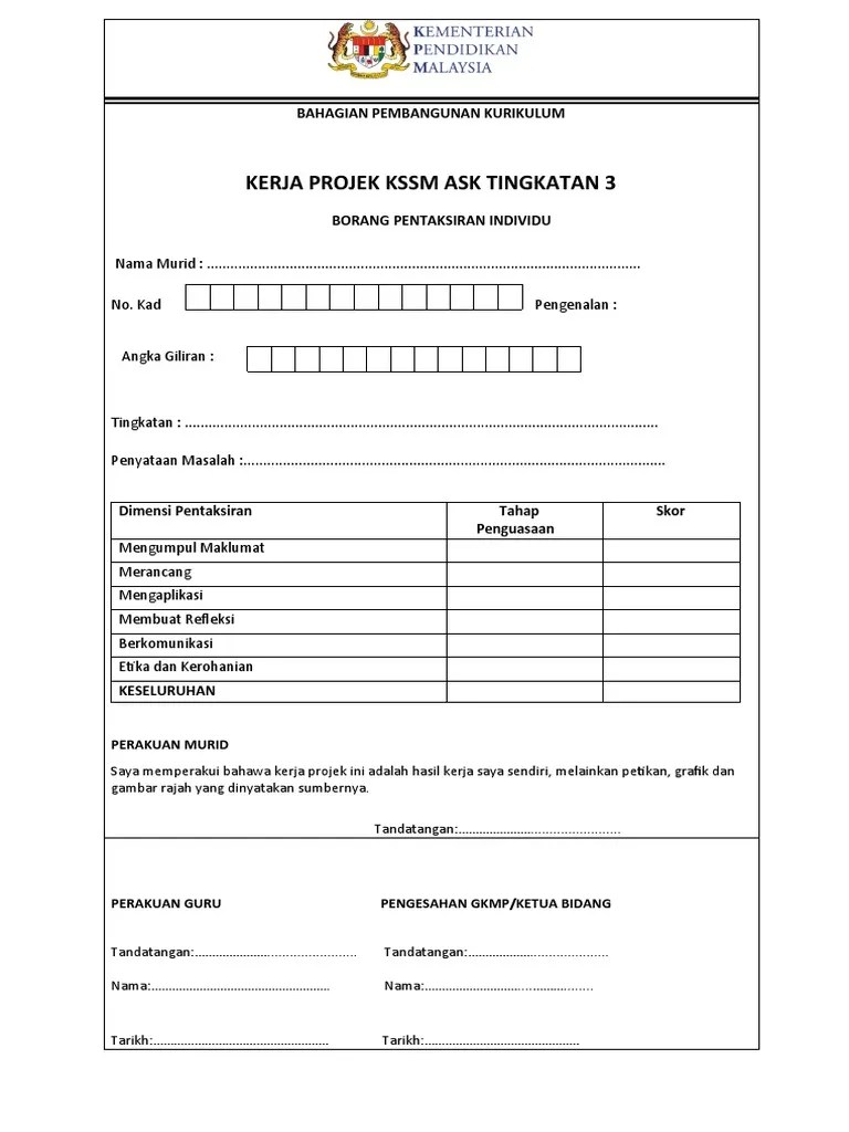 Apr 09 2022 pelajari melalui kursus online. Contoh 1 Kerja Kursus Ask T3 Pdf