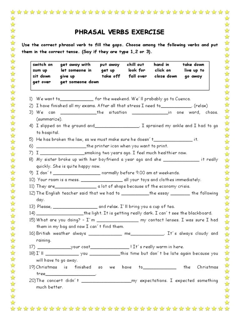 phrasal verbs exercise pdf