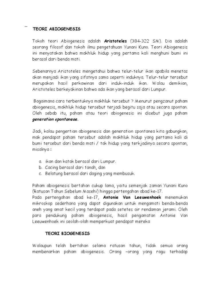 Teori Abiogenesis | PDF