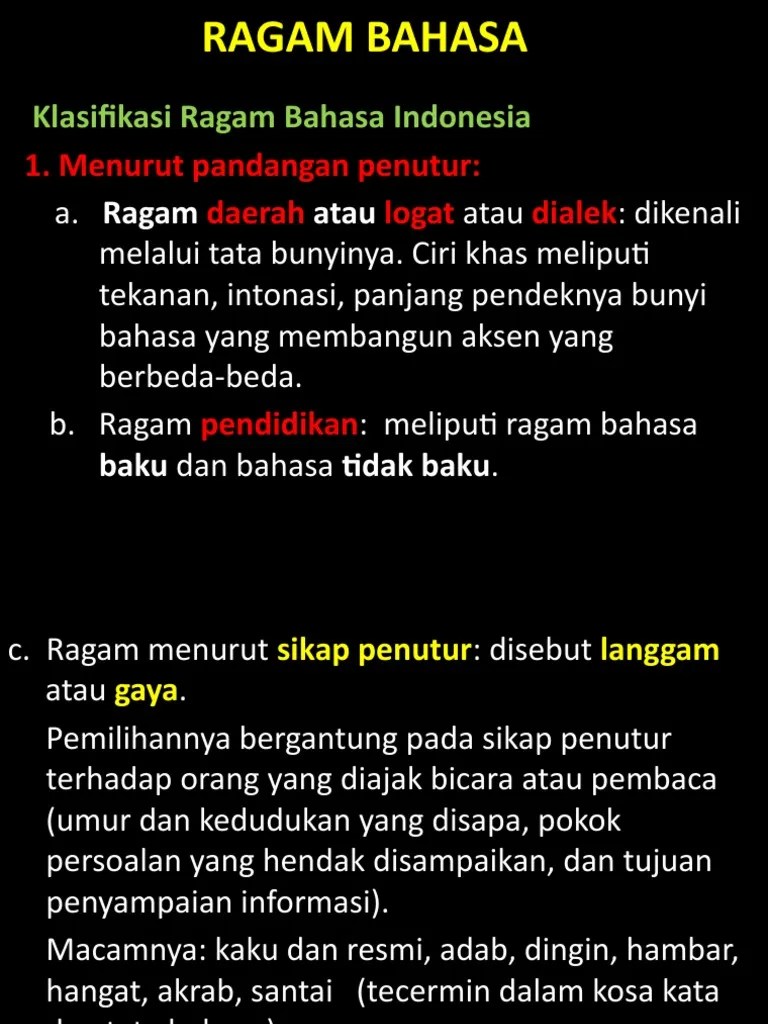 Ragam Bahasa Indonesia | PDF