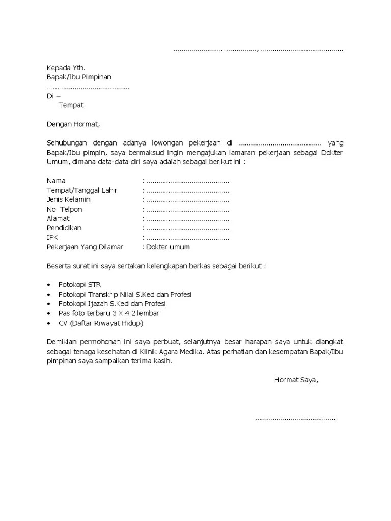 Apakah sobat vmedis ingin melamar pekerjaan di apotek? Contoh Surat Lamaran Kerja Klinik Pdf