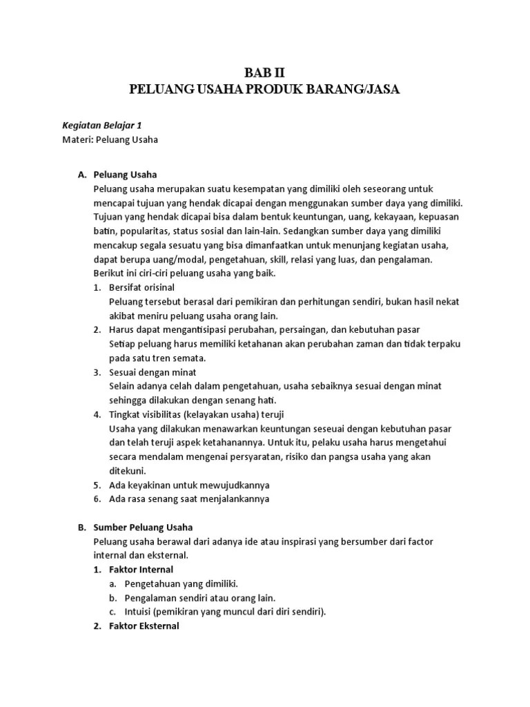 Materi Modul KD 3.2 Peluang Usaha Produk Barang Atau Jasa | PDF