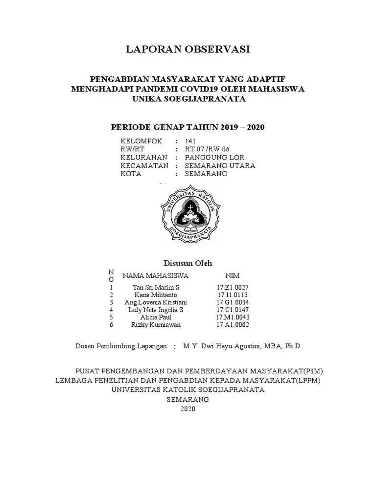 Kerja dan penulisan laporan kkn. 141 Laporan Observasi Draft Pdf