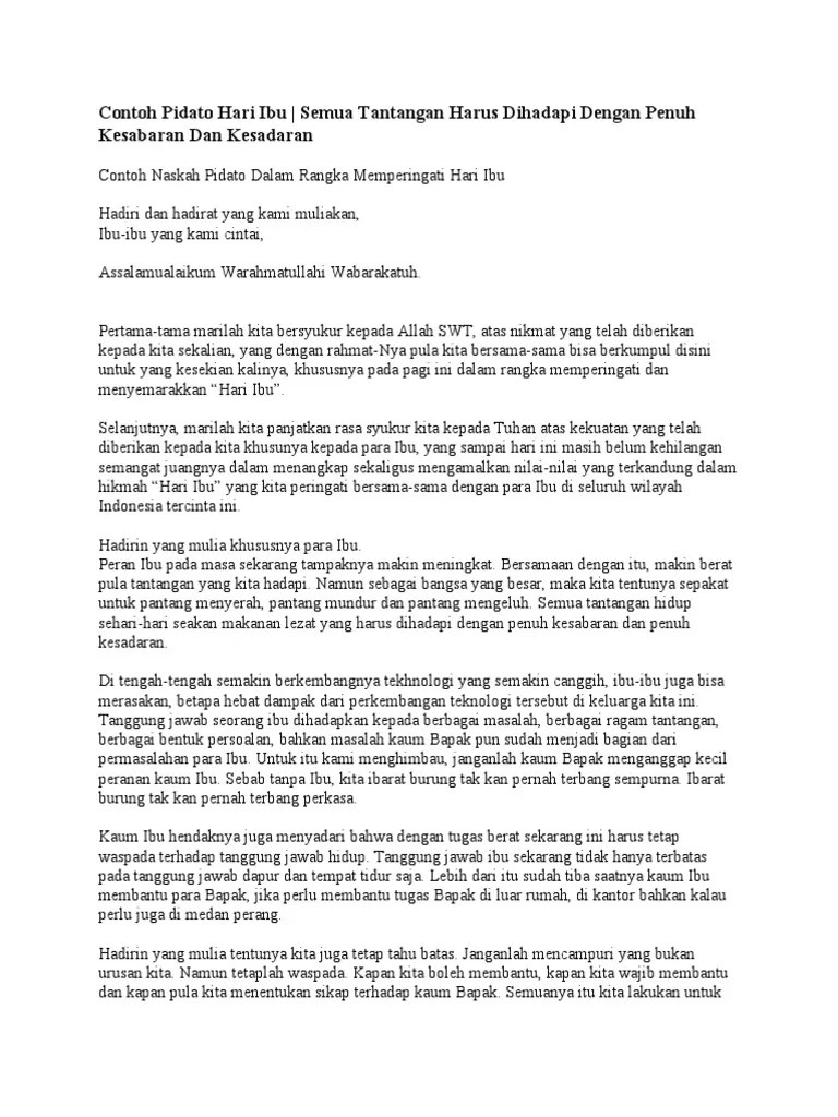 Contoh Pidato Hari Ibu | PDF