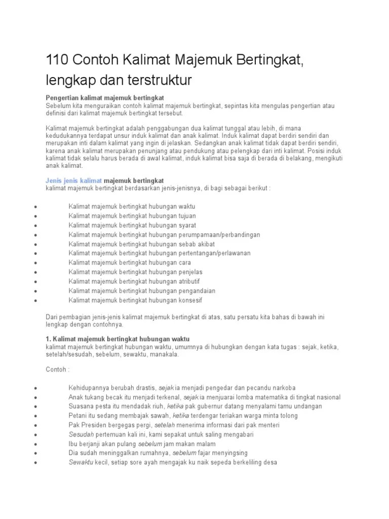 Contoh Contoh Kalimat Majemuk Bertingkat – Rasanya