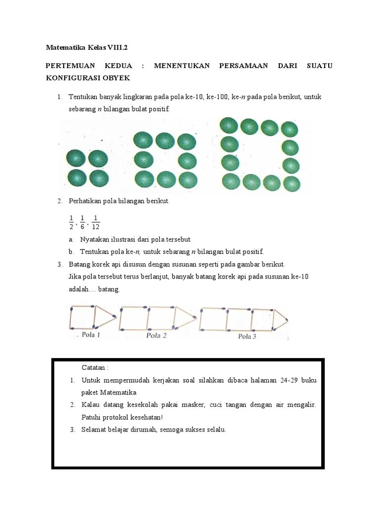 = 2 × n dengan demikian banyak belah ketupat untuk a 100 adalah 2 × 100 = 200 jadi, banyak belah ketupat pada a 100 adalah 200 contoh 1.3 perhatikan gambar trapesium berikut. Tugas Matematika Kelas Viii 2