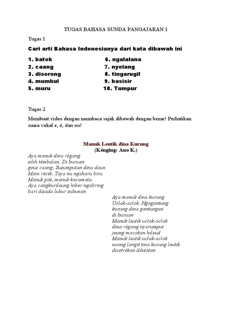 TUGAS BAHASA SUNDA PANGAJARAN 1 Kelas 6 | PDF