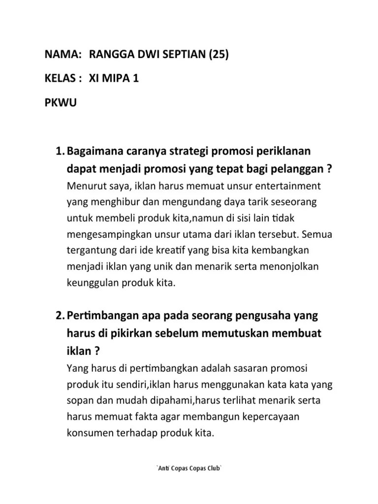 25 XI MIPA 1 Rangga Dwi Septian Promosi | PDF
