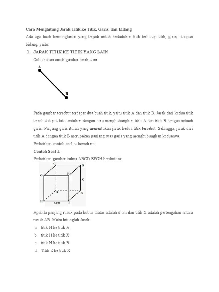 Jarak Titik Ke Titik, Garis, Bidang | PDF