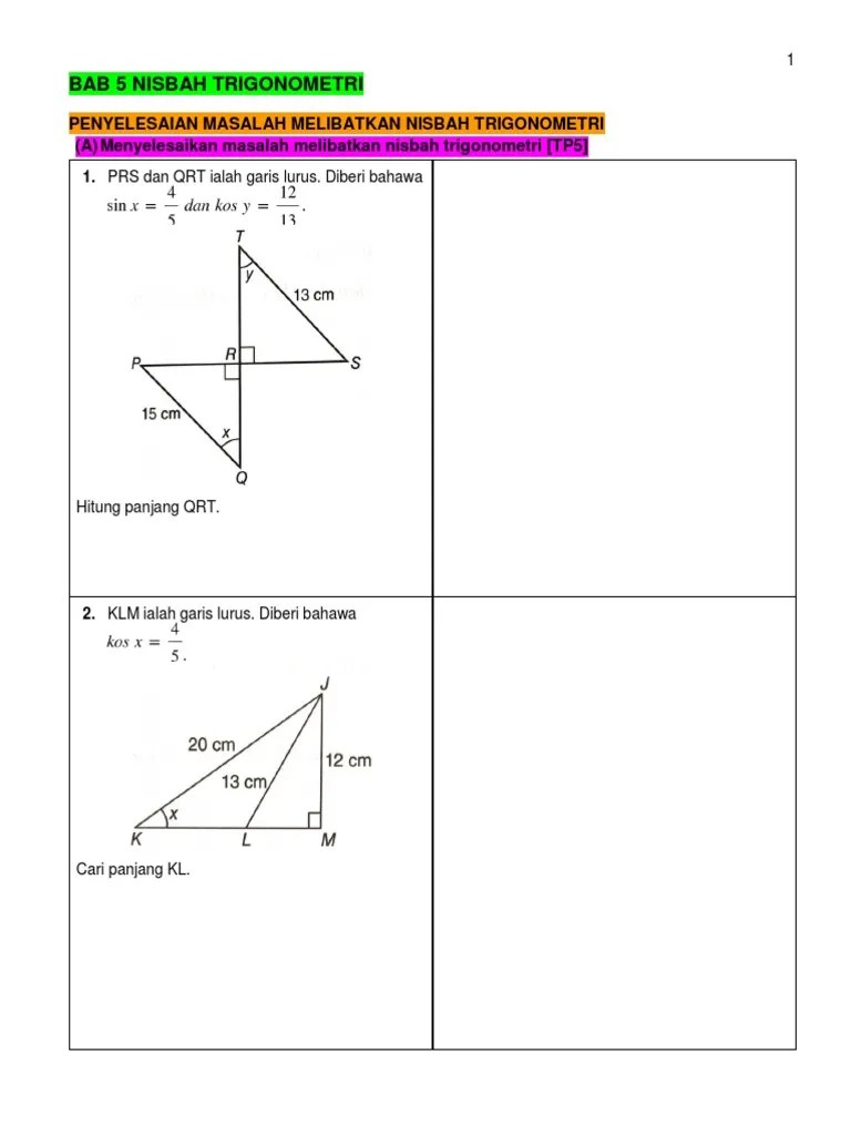 Play this game to review mathematics. Tugasan 13 Penyelesaian Masalah Melibatkan Nisbah Trigonometri Pdf