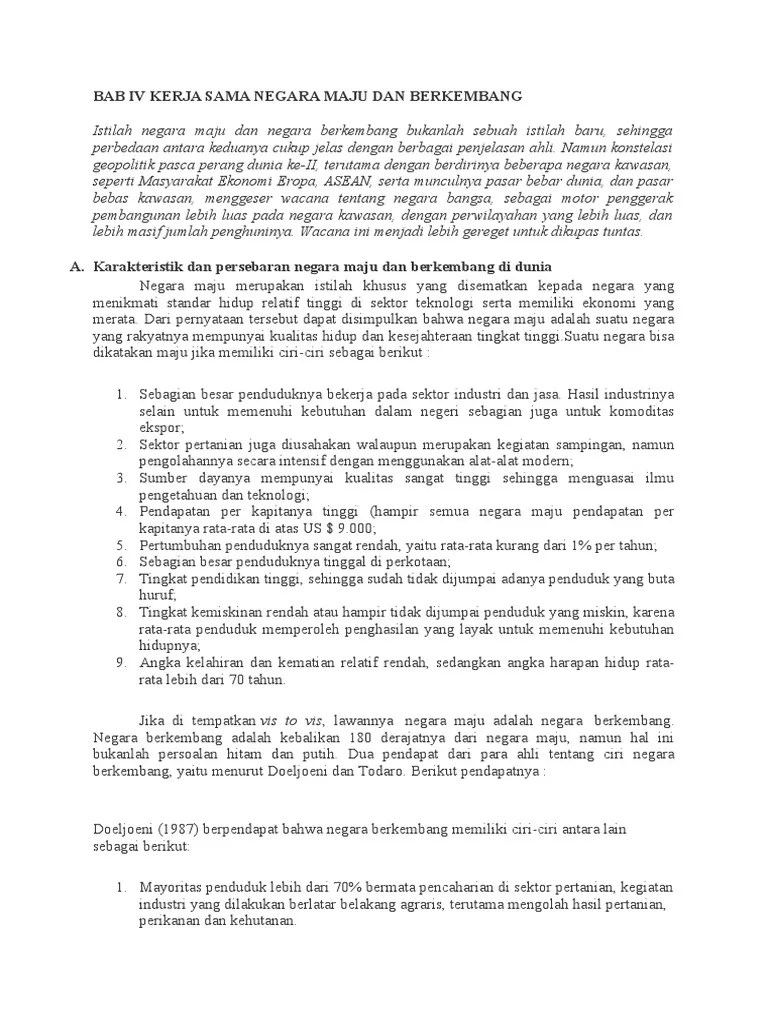 Bab Iv Kerja Sama Negara Maju Dan Berkembang | PDF