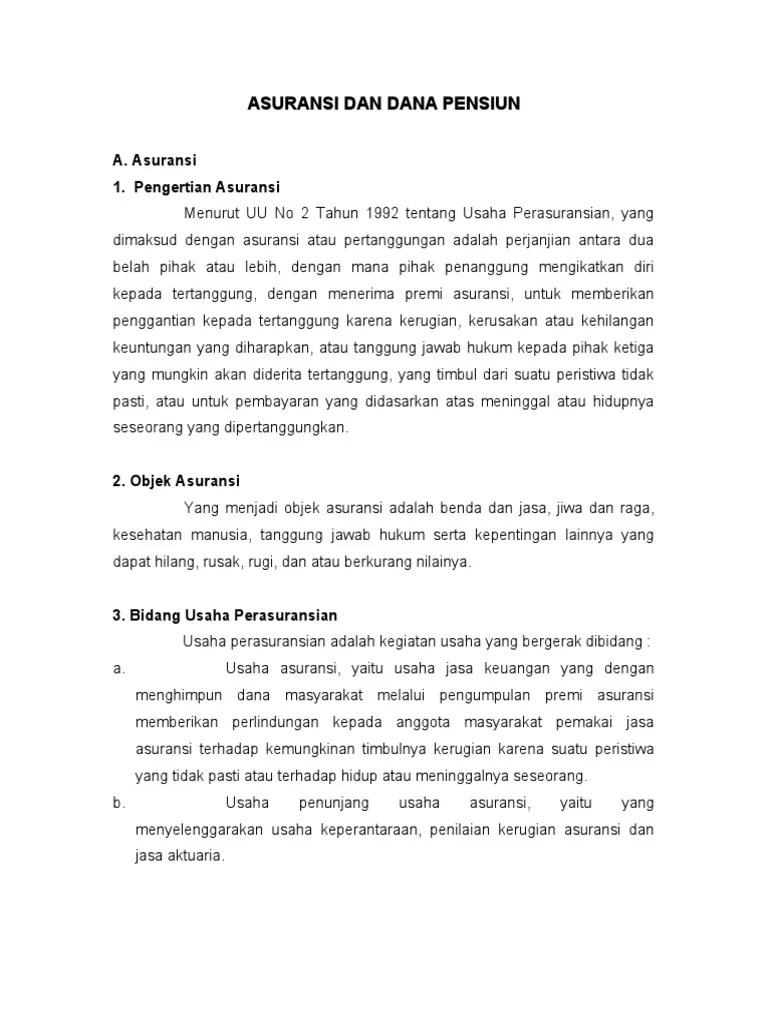 Asuransi Dan Dana Pensiun | PDF