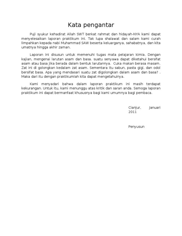 Anda hanya perlu menyalin contoh yang kami berikan . Kata Pengantar Praktikum