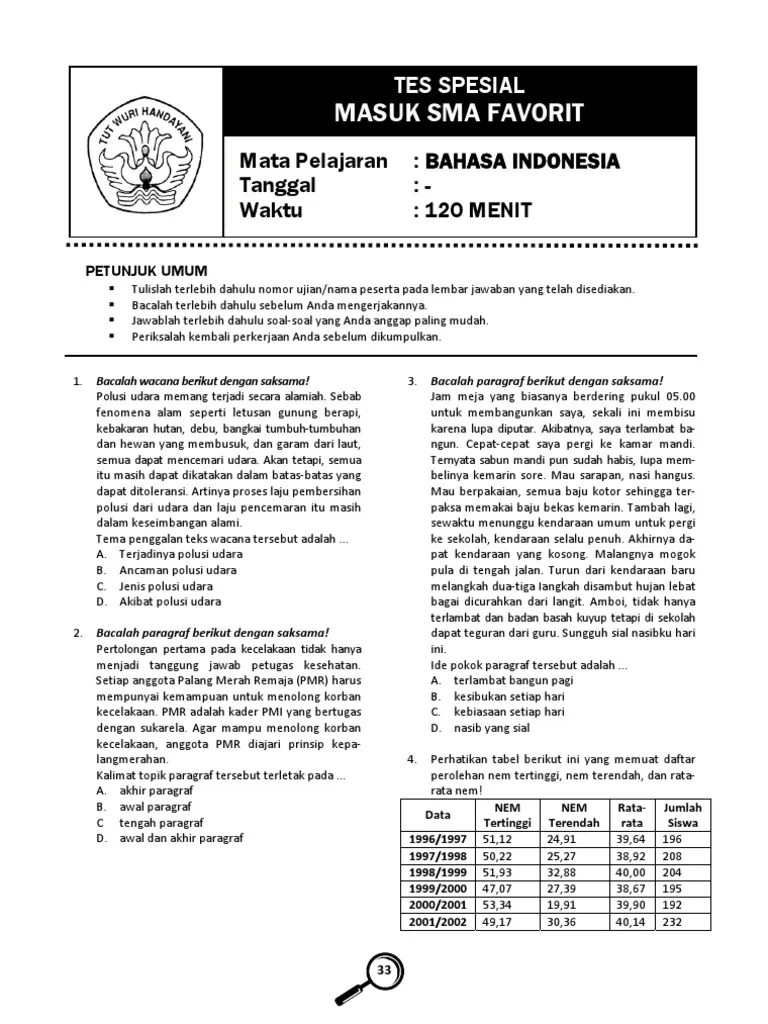 Soal Tes Masuk Man Pdf