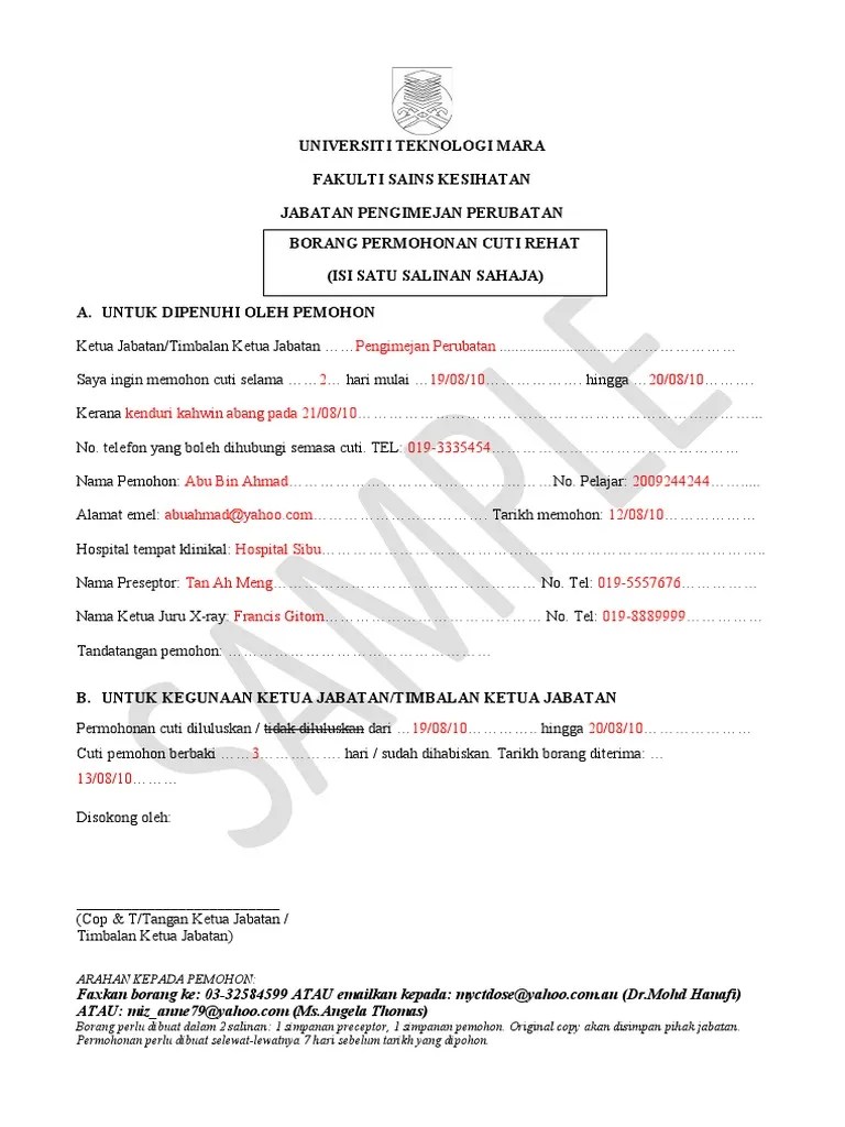 Surat permohon cuti akademik dengan surat ini, disampaikan bahwa mahasiswa yang ber;nama : Contoh Borang Cuti Lengkap