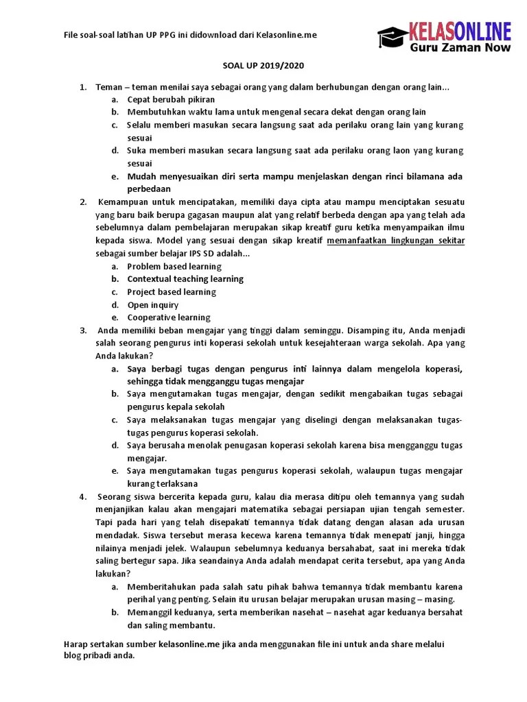 soal dan pembahasan modul pedagogik ppg semua mapel 2020 brodanni com. Soal Dan Jawaban Up Kosongan Pdf
