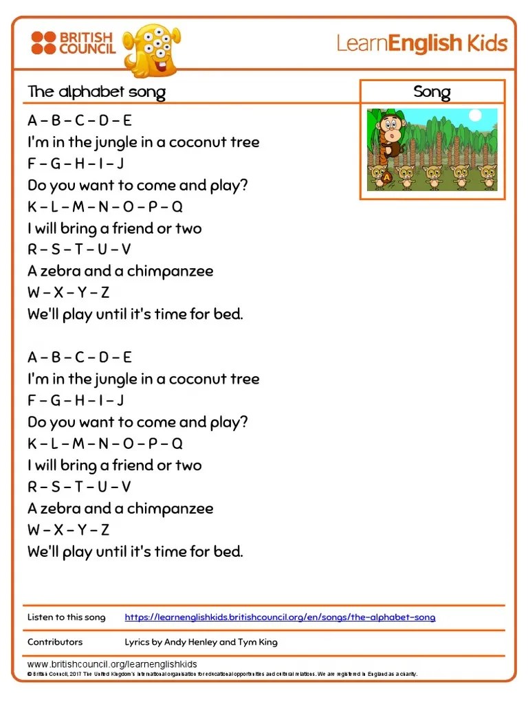 Do the preparation activity to help you with words from the video. Songs The Alphabet Song Lyrics Pdf Pdf