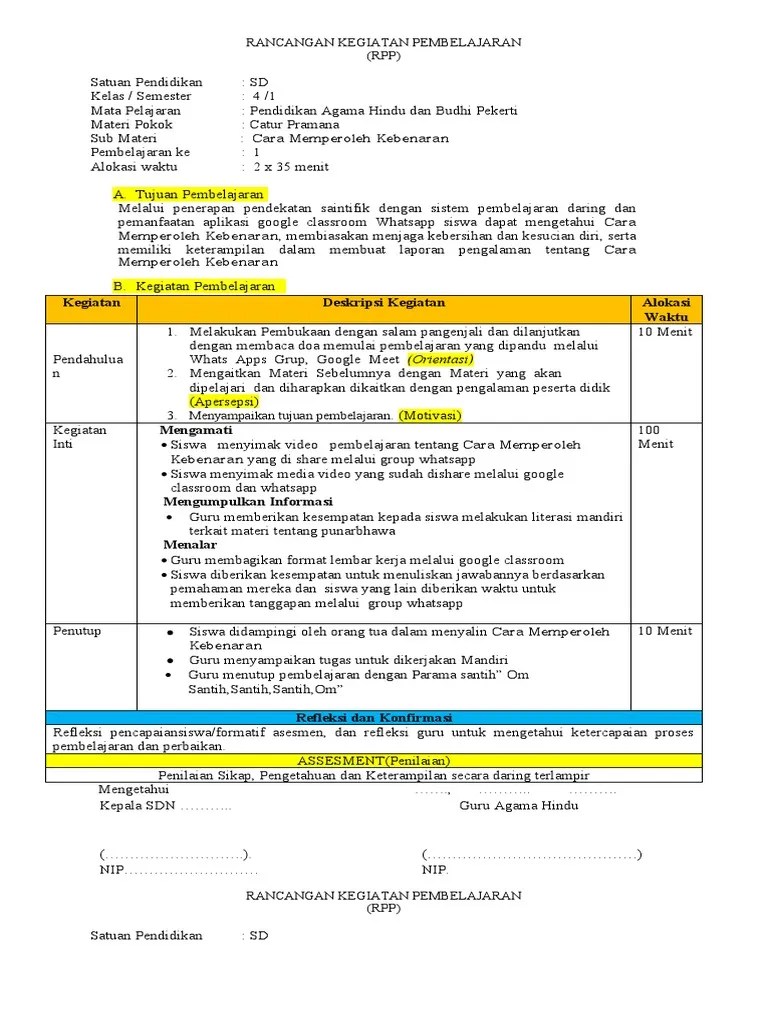 Sd kelas / semester : Rpp Daring Agama Kls 4 Pdf