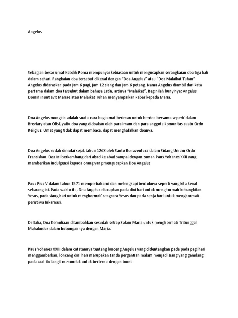 Doa Angelus Bahasa Latin