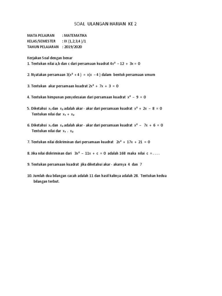Kunci Jawaban Uh 2 SMT 1 | PDF