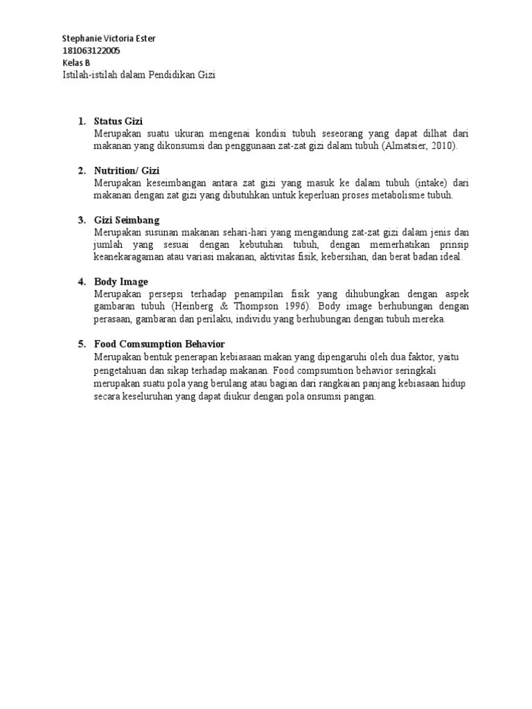 Istilah Dalam Pendidikan Gizi | PDF