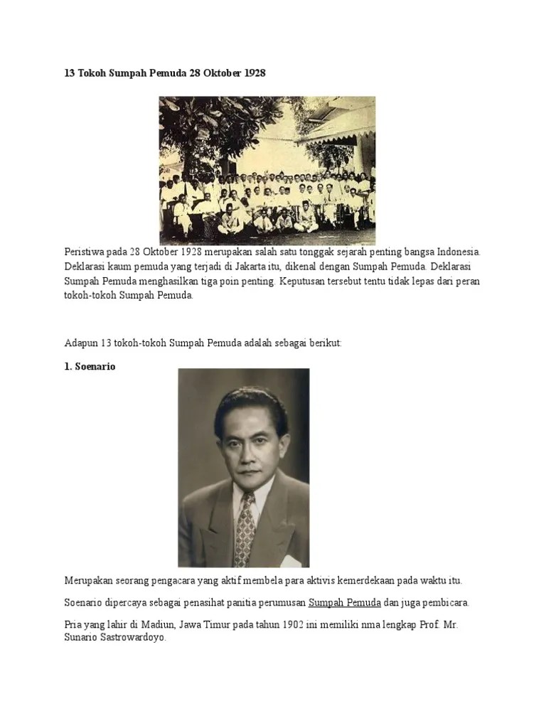 13 Tokoh Sumpah Pemuda 28 Oktober 1928 | PDF
