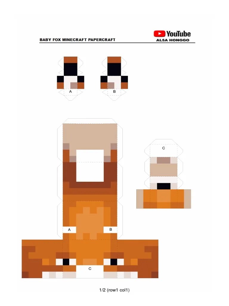 Instant download and start the fun ! Public Baby Fox Minecraft Papercraft Pdf