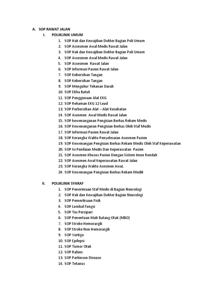 Sop Rawat Jalan Per Unit | PDF