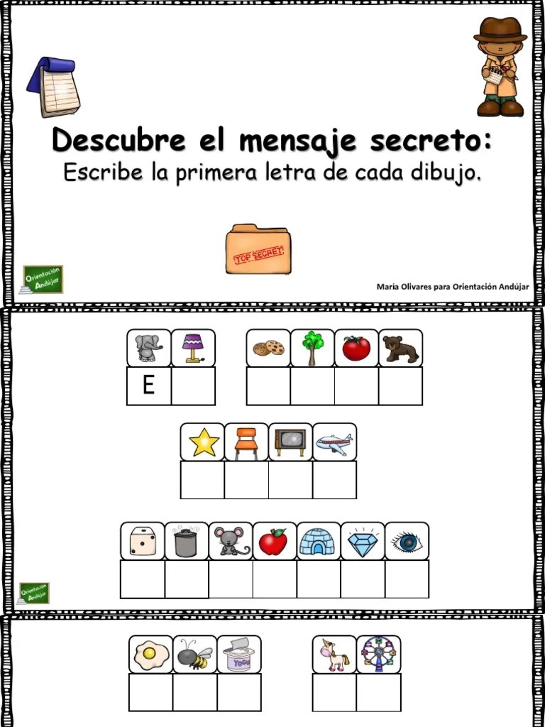 Palabras y mensajes ocultos que tienen relación con los niños y el f. Juego Mensaje Secreto Pdf