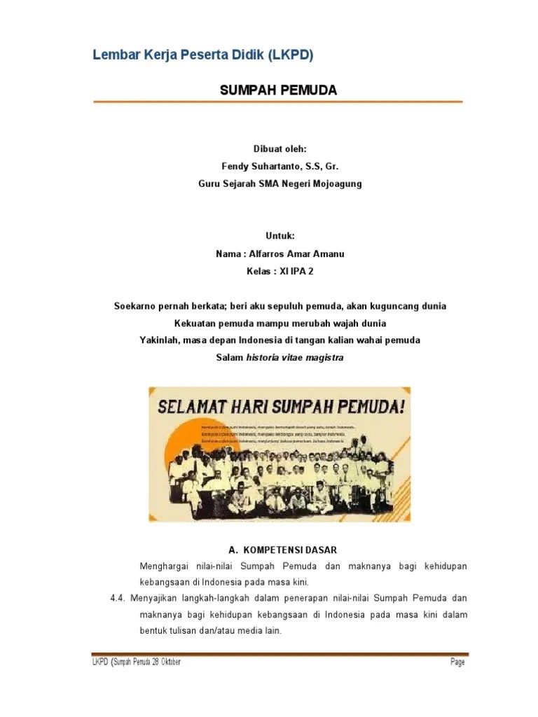 LKPD SEJARAH INDONESIA XI - SUMPAH PEMUDA-dikonversi | PDF