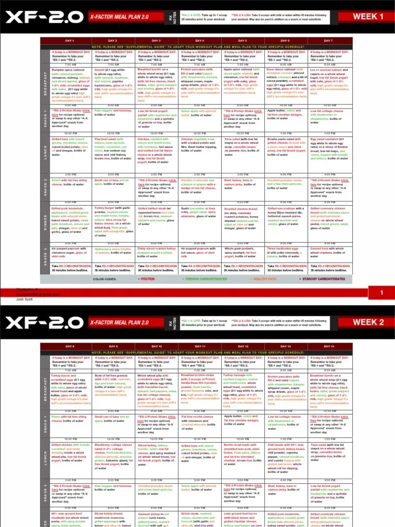 x factor 2 0 meal plan 12w month 1 ink saver pdf salad pasta