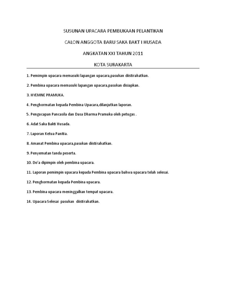 Susunan Upacara Pembukaan Pelantikan | PDF