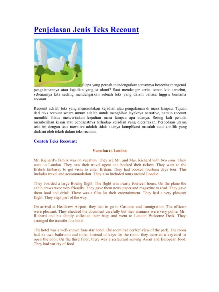 Contoh Teks Recount Dalam Bahasa Inggris - Berbagai Teks Penting