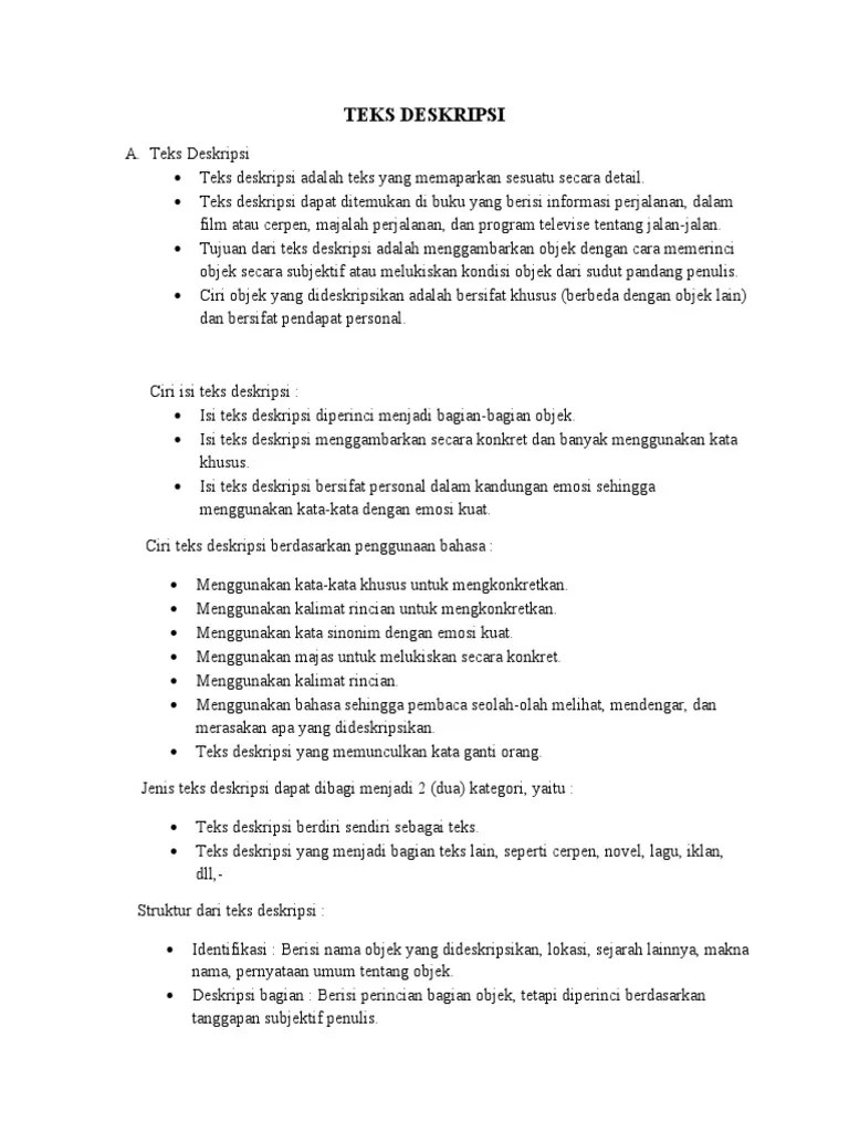 Materi Teks Deskripsi | PDF