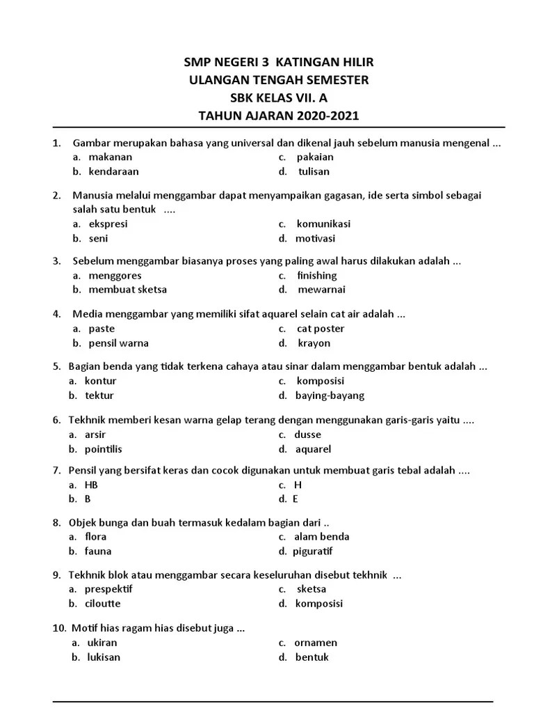 Uts SBK Kelas 7 Ta.2020 | PDF
