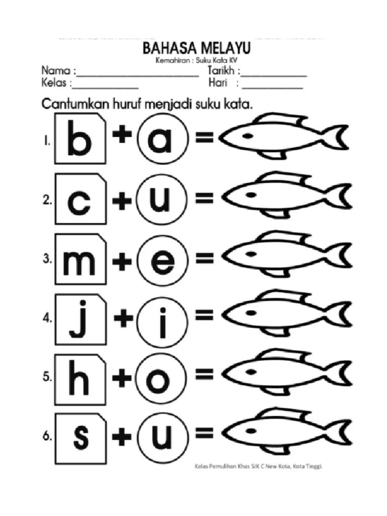 Bahasa malaysia prasekolah latihan suku kata preschool learning. Suku Kata Kv Pdf