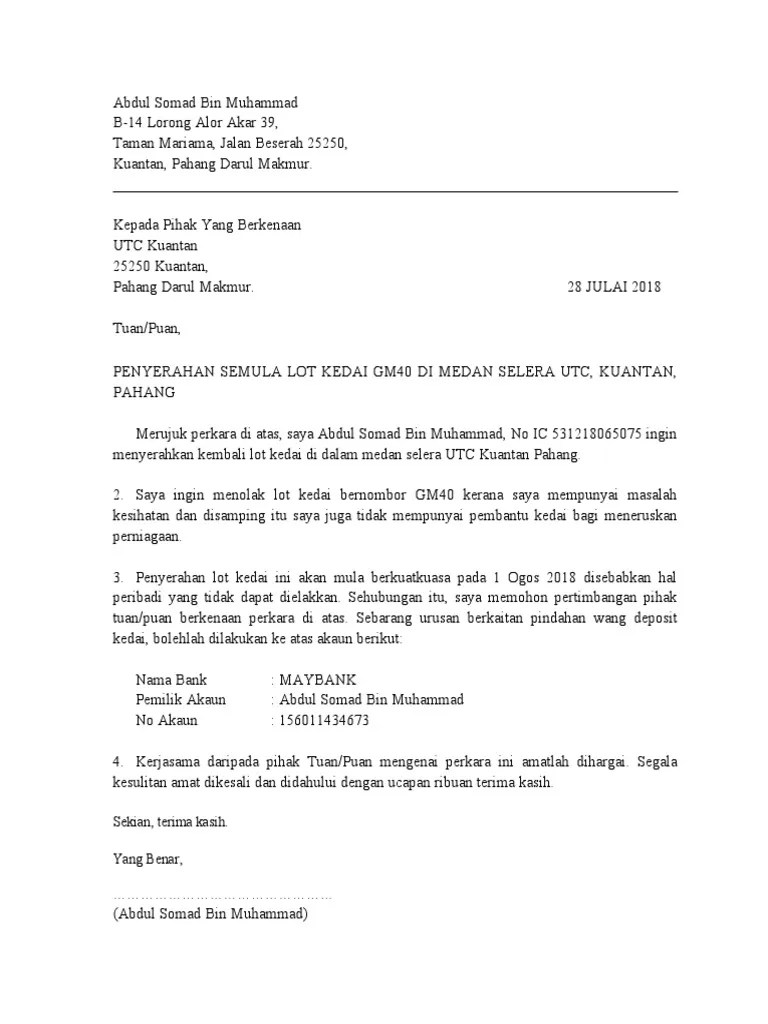 Contoh surat akuan terima wang contoh surat. Contoh Surat Rasmi Tolak Kedai Pdf