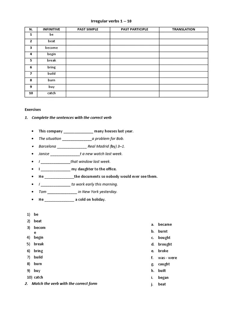 Irregular Verbs 1 | PDF | Verb | Semantic Units