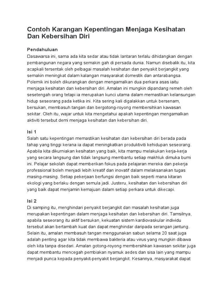 Pertahanan untuk kedaulatan negara (usaha dan cabaran) contoh kerja kursus bahasa melayu penggal 2; Karangan Kepentingan Menjaga Kesihatan Dan Kebersihan Diri Pdf