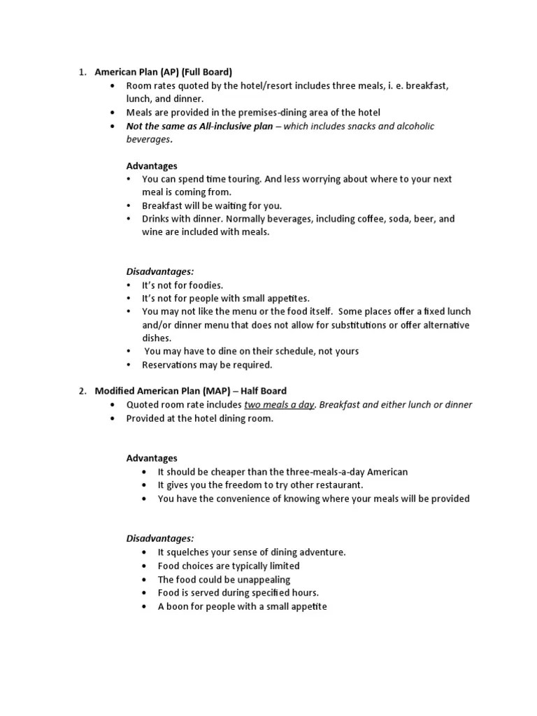 American Plan | PDF | Meal | Restaurants